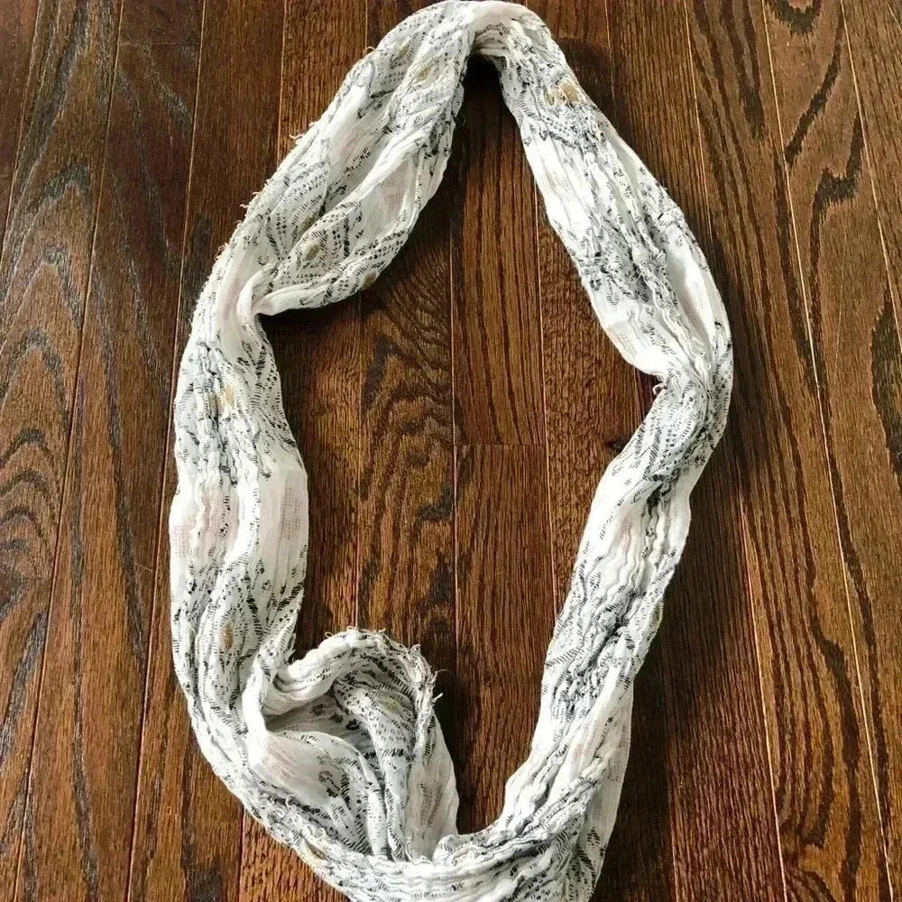 Vintage American Eagle Infinity Scarf - Black/White/Pink w/ Gold Appliqué - Picture 2 of 6